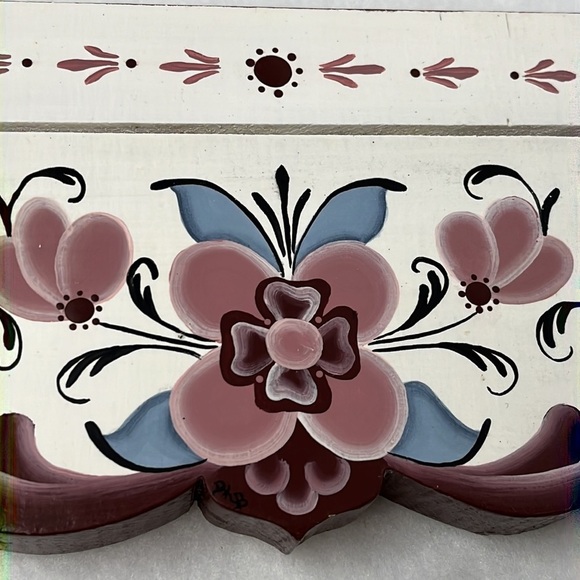 Vintage Hand Painted Folk Art Wood Tole Recipe Card Stand Holder Country Decor - Picture 9 of 9